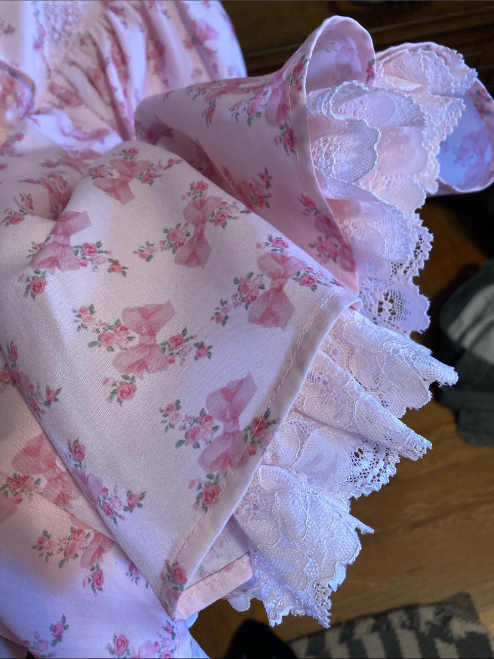 RARERAW Pink Floral Corset Mini Dress with Lace Trim - Picture 4 of 9